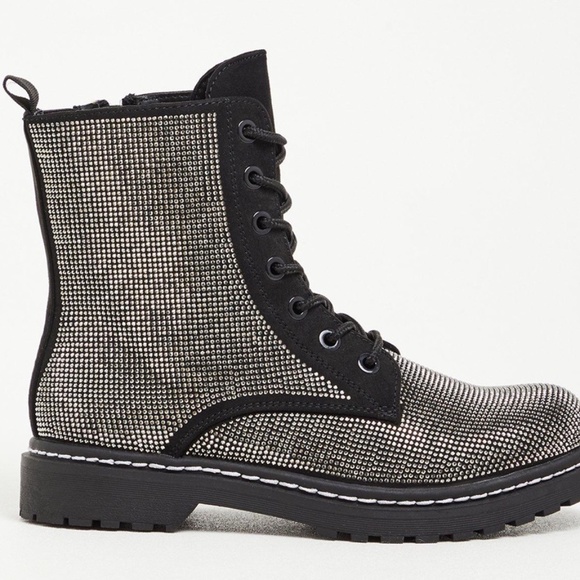 Stevie Chunky Combat Boot - Rhinestone Black (WW) Torrid - Picture 3 of 10